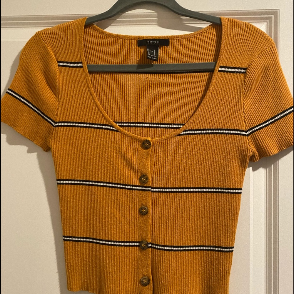 Yellow cropped top shirt